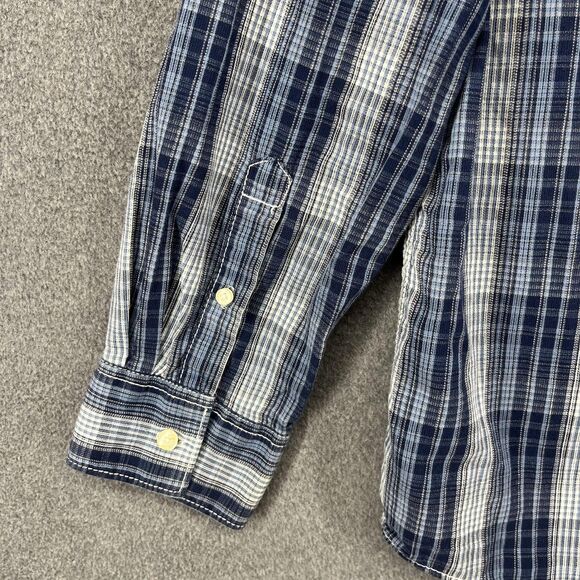 American Rag Cie Shirt Mens Extra Large Blue Plaid‎ Hooded Button Down Cotton - Picture 14 of 16